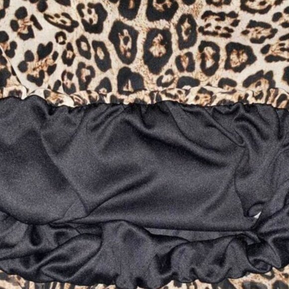 Ember Leopard Print Blouse S Draped Sleeve Elastic Hem Tunic Top Animal Print - Picture 6 of 11